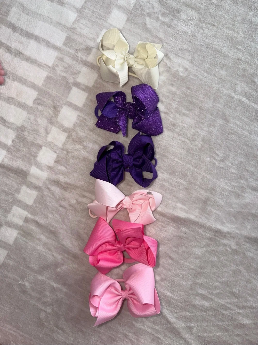 Girls Bow Hair Clips Pack - Pink, Purple & Cream